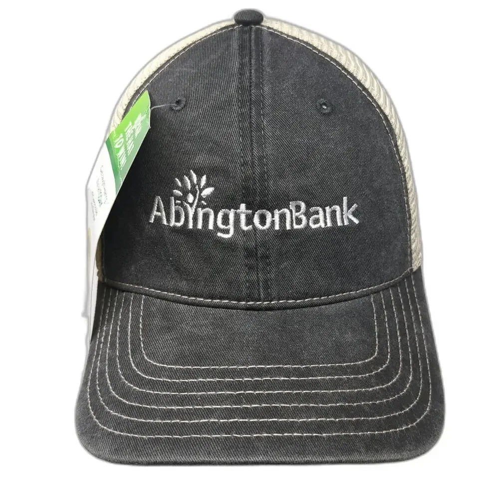 Cap America Trucker Hat Gray Beige One Size Abington Bank Logo Mesh Snapback